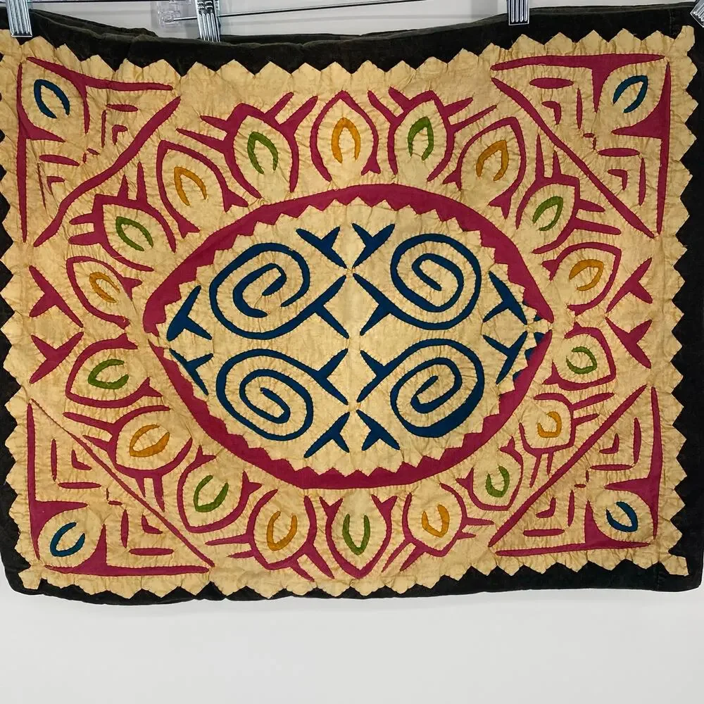 Pillow Sham Indian Textile Hand‎ Stitched Applique Tribal Vintage Colorful